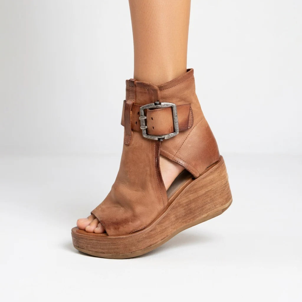ORÉLISSE ™ - BOTINES CON CUÑA Y PUNTERA ABIERTA DE ESTILO MODERNO