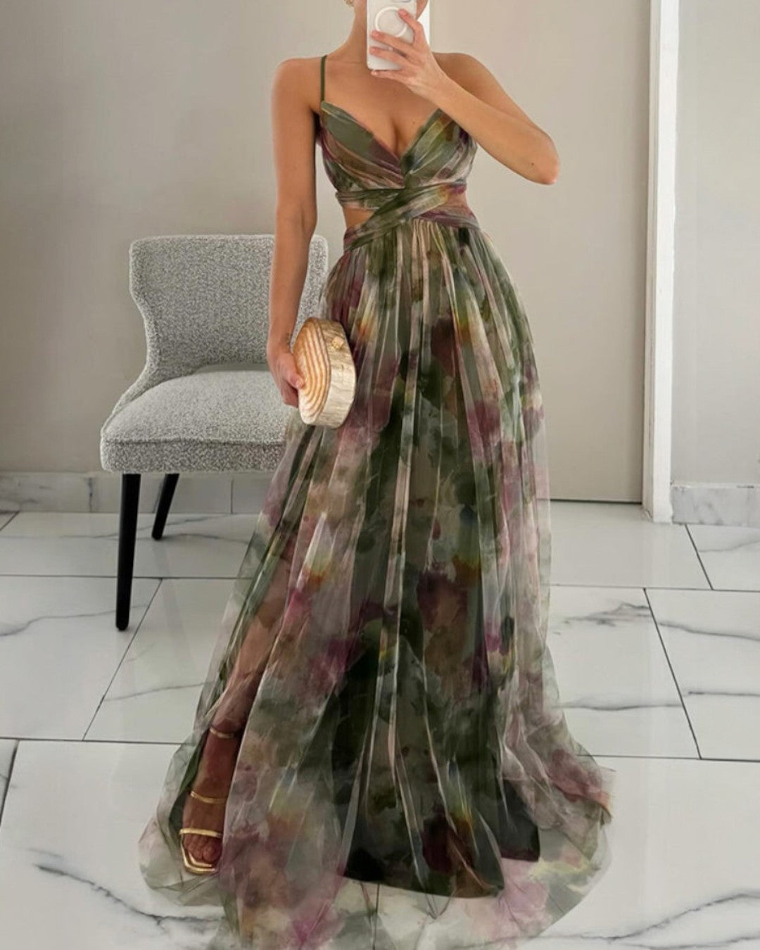 Cristina | Vestido largo con estampado floral elegante